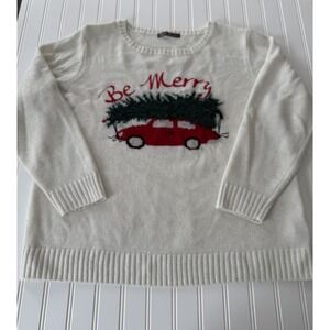 Signature Collection Women's Christmas Sweater – Size 2X | White Sparkle